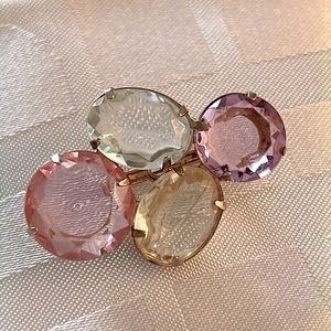 Vintage Pink Yellow Blue & Purple Pastel
Rhinestone Brooch on Gold Tone Setting